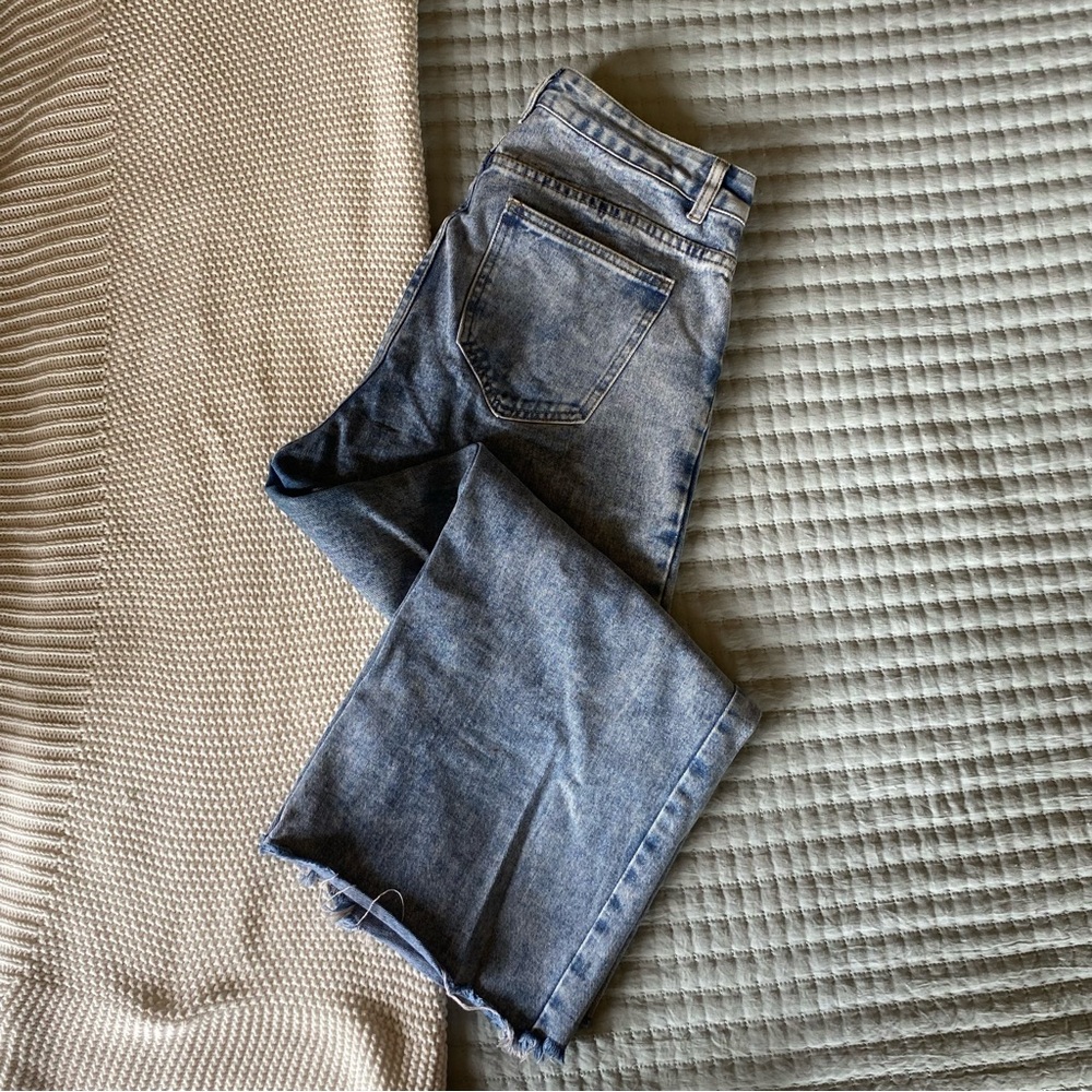 SHEIN Wide Leg Jeans Distressed Denim